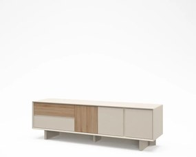 Маса за телевизор от дъбов декор в бежов и естествен цвят 180x55x45 cm Carpi – Marckeric