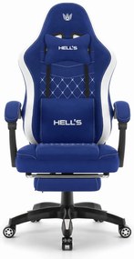 Удобен геймърски и офис стол HC-1015 с поставка за крака - син