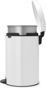 Кош за боклук с педал Brabantia NewIcon 649047, 20 л, Плавно затваряне, Противоплъзгаща основа, Метална вътрешна кофа, Бял