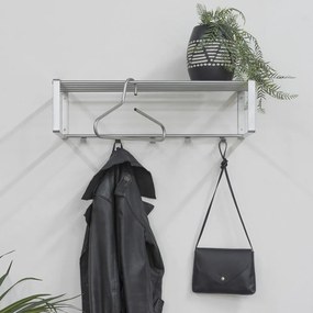 Метална стенна закачалка в сребристо с рафт Rex - Spinder Design