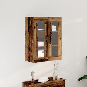 Sonata H Стенно шкафче  със стъклени врати - Стара дървесина - 69.5x34x90 см