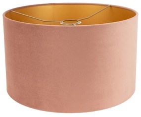 Кадифен абажур розов 35/35/20 със златист интериор