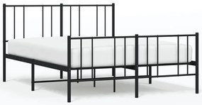 352498 vidaXL Метална рамка за легло с горна и долна табла, черна, 140x190 см