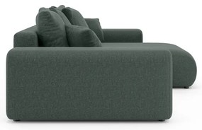 Тъмнозелен разтегателен ъглов диван с място за съхранение (променлив) Luma – Ropez