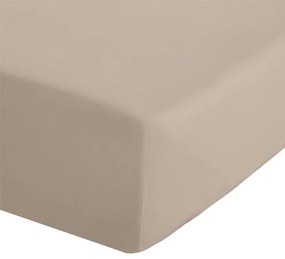 Светлокафяв еластичен чаршаф от перкал 90x190 cm Easy Iron Percale – Catherine Lansfield