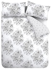 Сиво двойно удължено спално бельо 230x220 cm Elinda Floral – Catherine Lansfield