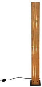 Черна и естествена подова лампа с дървен абажур (височина 121 cm) Karuni – Trio