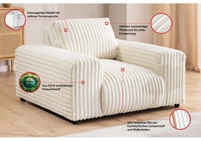 Кремаво кресло от рипсено кадифе Justin – Ropez