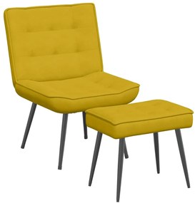 4012333 vidaXL Релаксиращ стол с табуретка Жълто кадифе