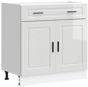853979 vidaXL Кухненски шкаф Porto, бял гланц, инженерно дърво