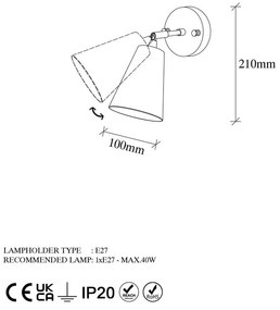 Стенна лампа в черно и златисто ø 10 cm Evander – Opviq lights