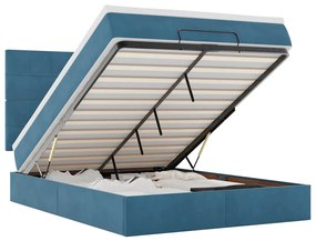 3314322 vidaXL Османска легло с матраци и LED, тъмносиньо, 140x190 см, кадифе