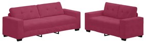 3324725 vidaXL Комплект от 2 дивана с възглавници в Wine Red Velvet