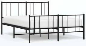 352497 vidaXL Метална рамка за легло с горна и долна табла, черна, 135x190 см