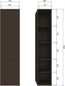 Тъмнокафяв модулен шкаф от масивен бор 55x215 cm Meggy – WOOOD