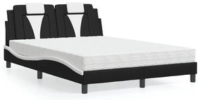 3208787 vidaXL Легло с матрак, черно и бяло, 120x200 см, изкуствена кожа