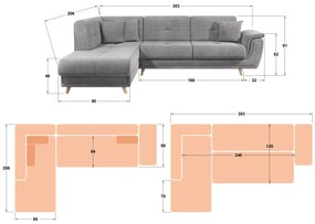 Разтегателен ъглов диван + клик-клак механизъм Принцес Премиум