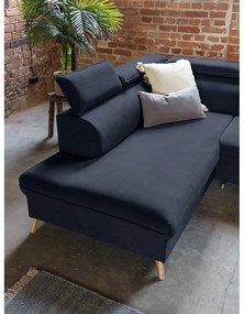 Тъмносин кадифен U-образен ъглов диван (ляв ъгъл) Sweet Harmony - Miuform