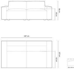 Тъмносин кадифен сгъваем/с място за съхранение диван 247 cm Jodie – Micadoni