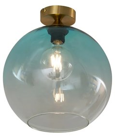 Арт Деко плафон месинг със синьо стъкло - Sandra