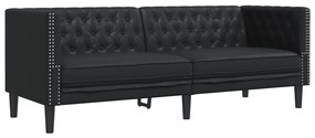 372666 vidaXL Диван Chesterfield с 3 седалки от черна kunstnahast