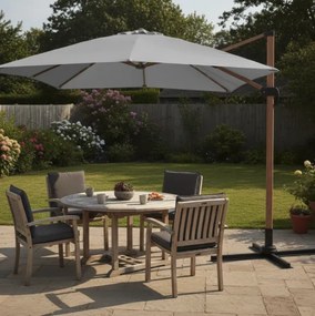 Сив градински чадър 3 x 3 м ROMA - страничен чадър с накланяне