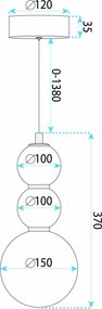 LED висящ полилей LHJ113-3CP четкано злато