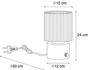 Лампа за маса в стил арт деко черна с опушено стъкло - Laura