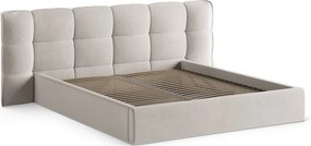 Бежово двойно легло 160x200 cm тапицирано с място за съхранение с включена подматрачна рамка Eric – Micadoni