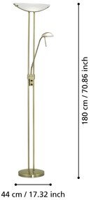 Подова лампа в бронзов цвят със стъклен абажур (височина 180 cm) BAYA – EGLO