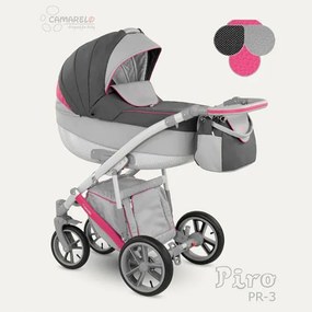 Комбинирана бебешка количка Piro 3в1 CAMARELO - розова