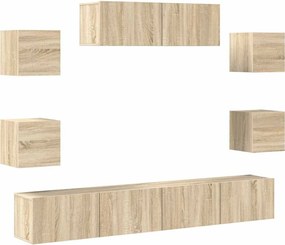 3114520 vidaXL Комплект ТВ шкафове от 7 части, сонома дъб, инженерно дърво7
