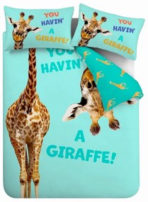 Тюркоазено двойно удължено детско спално бельо 230x220 cm Havin A Giraffe – Catherine Lansfield