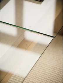 Масичка за кафе със стъклен плот в естествен цвят 86x132 cm Naiko – noo.ma