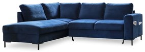 Тъмносин кадифен разтегателен ъглов диван (ляв ъгъл) Lofty Lilly – Miuform