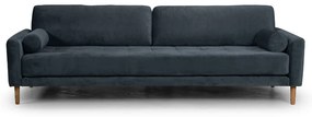 Четириместен диван Midcentury в черно кадифе, 244/93/66 см