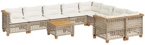 3262012 vidaXL Градински диван с възглавници, 10 части, бежов полиратан
