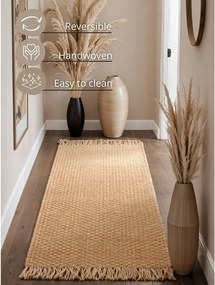 Двустранна/ръчно изработена ютена пътека в естествен цвят 80x300 cm Fjord – Hanse Home