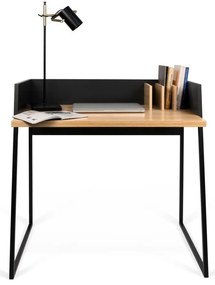 Черно работно бюро с детайли от дъбова дървесина Volga - TemaHome