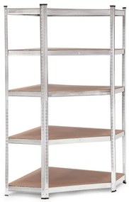 Стабилен ъглов метален стелаж за съхранение с 5 рафта 180x90x40 см