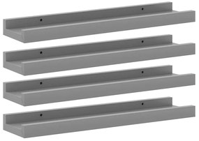 326674 vidaXL Стенни рафтове, 4 бр, сиви, 40x9x3 см