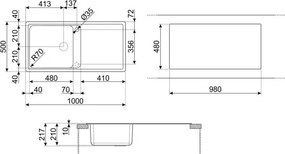 Кухненска мивка Smeg LZ150CT, 100 см, Материал против надраскване, Лесен за почистване, Сив