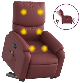 3204911 vidaXL Електрически изправящ масажен реклайнер, виненочервен, еко кожа