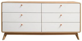 Бяло-естествен нисък скрин от декор от дъб 150x74 cm Caitlin – Støraa