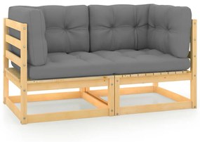 805730 vidaXL Градински 2-местен диван с възглавници, борово дърво масив
