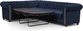 Син кадифен разтегателен ъглов диван (ляв ъгъл L форма) York Blik – Ropez