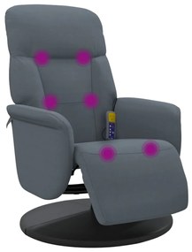 356694 vidaXL Масажен реклайнер стол с поставка за крака, тъмносив, кадифе