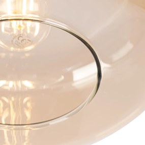 Интелигентна таванна лампа черна с кехлибарено стъкло, включваща Wifi A60 - Bizle