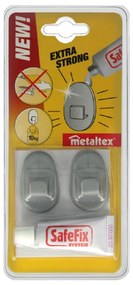 Комплект от 2 куки и лепило Сив Safefix - Metaltex