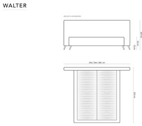 Светлосиво тапицирано двойно легло с място за съхранение и решетка 160x200 cm Walter - Milo Casa